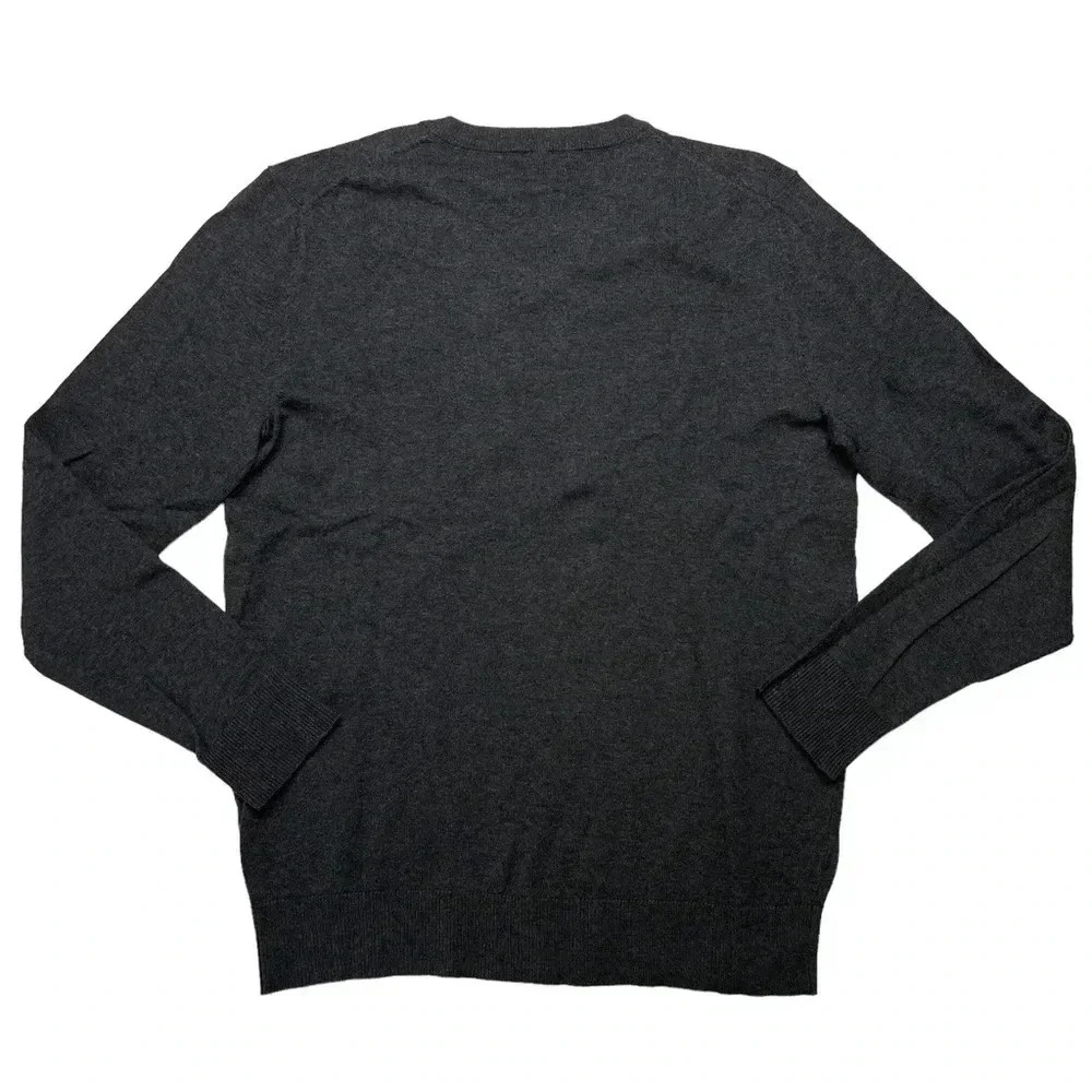 Alfani Solid Table Cotton Blend Dark Grey V-Neck Classic Fit Mens Sweater - Picture 10 of 10